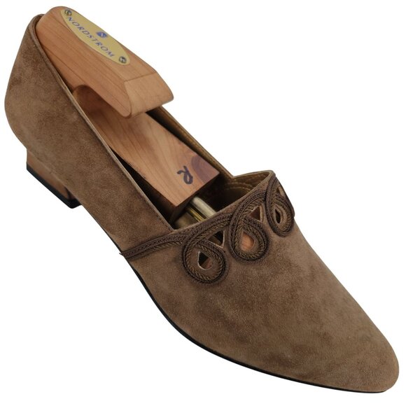Versani Shoes - NEW Versani Italian Women's Size 6.5B Brown Suede Dress Heels Loafers Slip-ons
